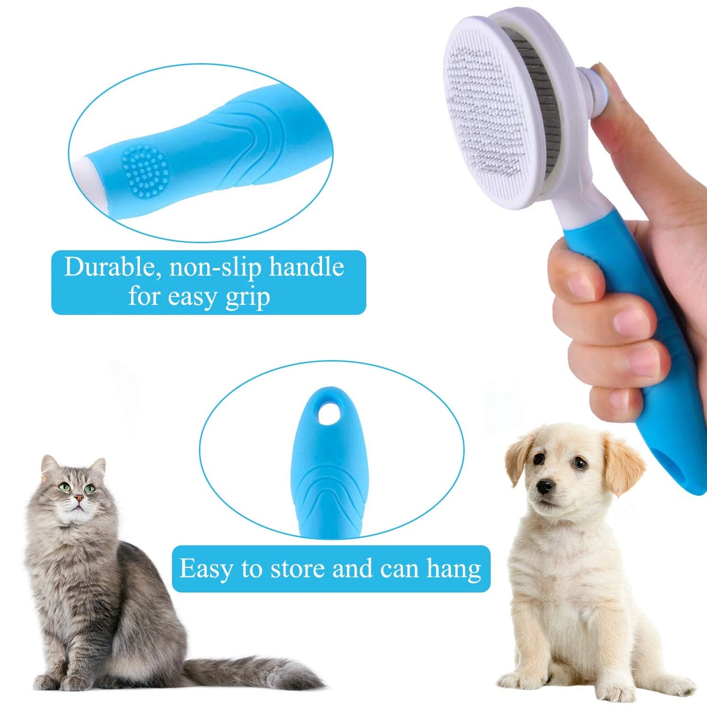 Self-Cleaning Deshedding Tool for Cats and Dogs - Effective Undercoat and Mat Removal for All Hair Lengths