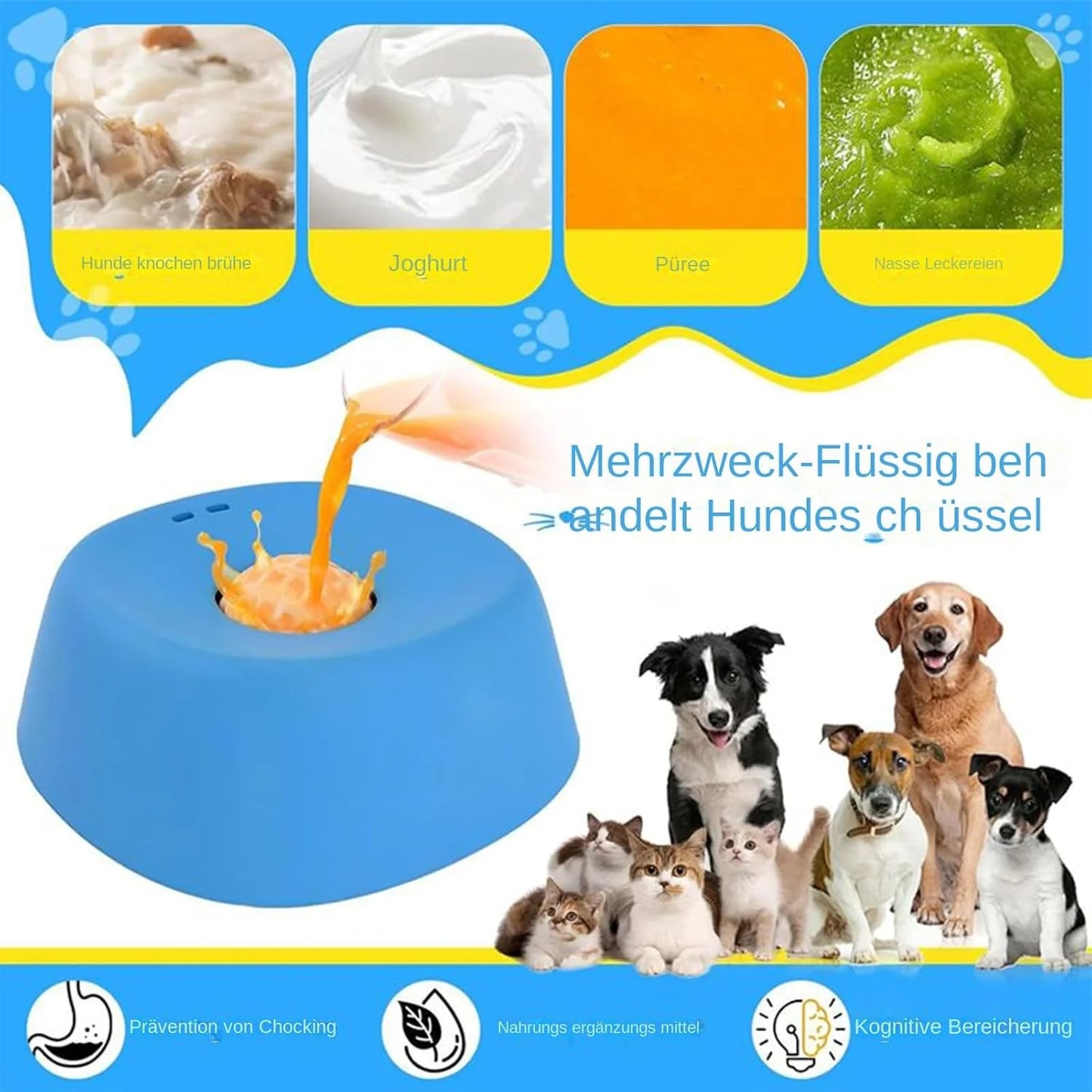 Dog Lick Bowl,Slow Feeder Dog Bowls, Anxiety-Relief Feeding Solution