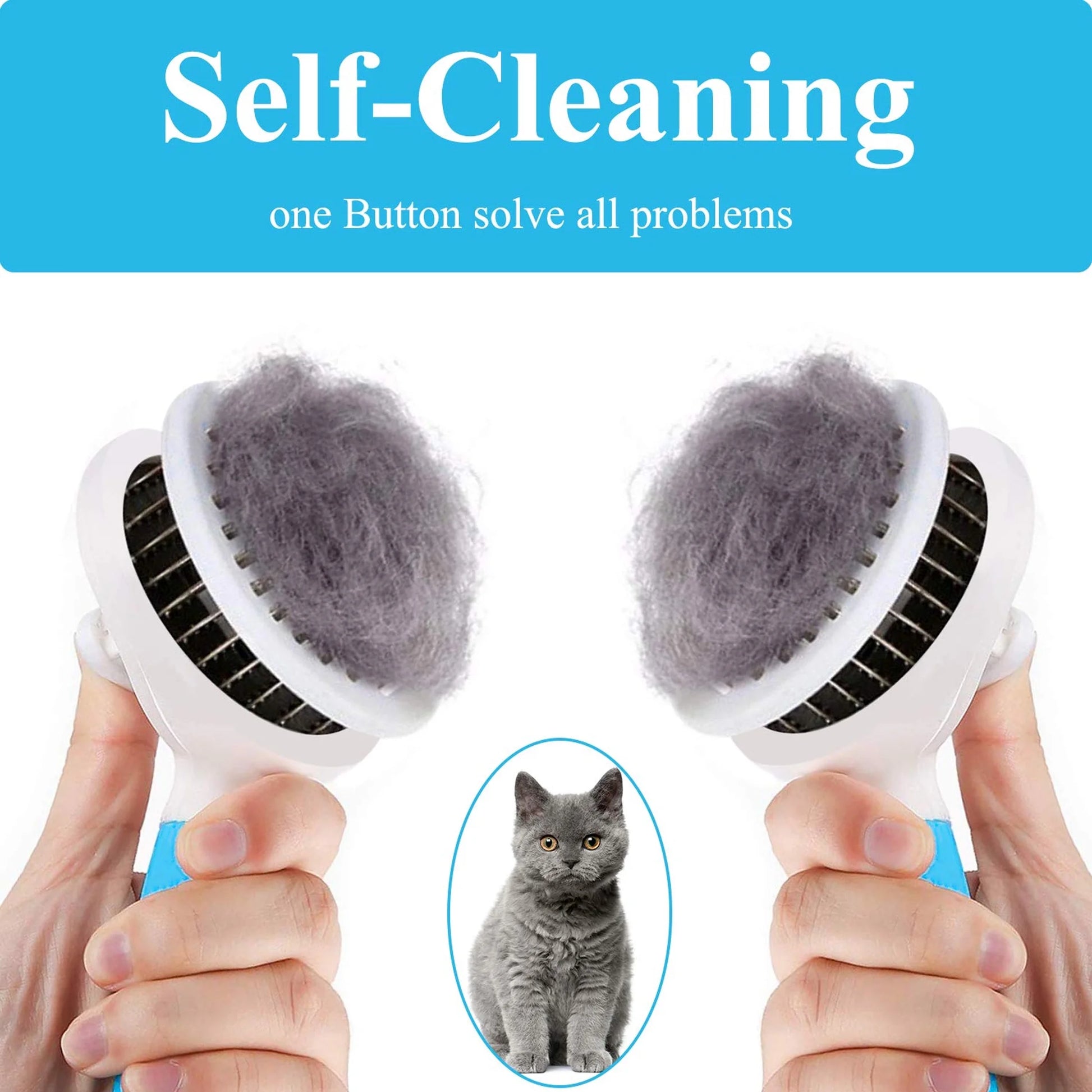 Self-Cleaning Deshedding Tool for Cats and Dogs - Effective Undercoat and Mat Removal for All Hair Lengths
