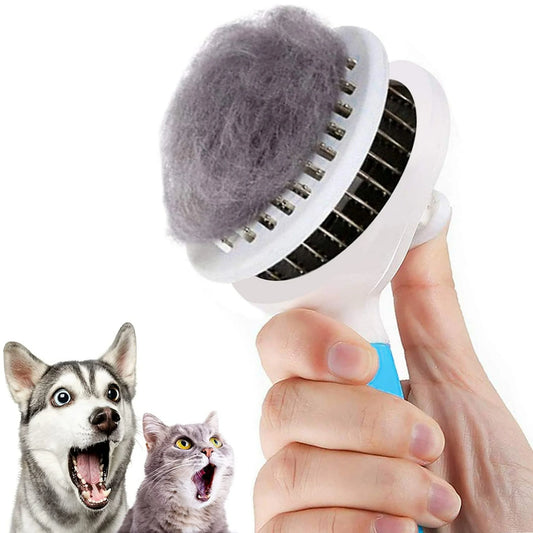 Self-Cleaning Deshedding Tool for Cats and Dogs - Effective Undercoat and Mat Removal for All Hair Lengths