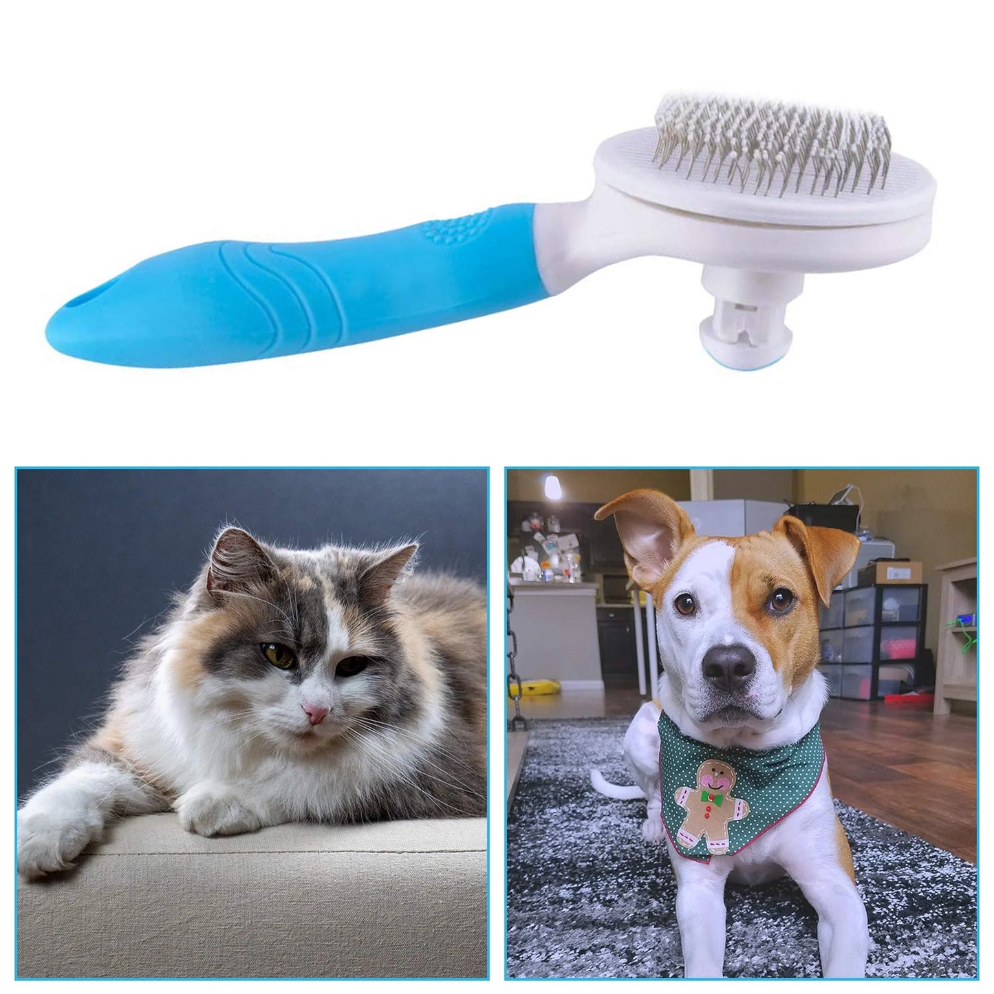 Self-Cleaning Deshedding Tool for Cats and Dogs - Effective Undercoat and Mat Removal for All Hair Lengths