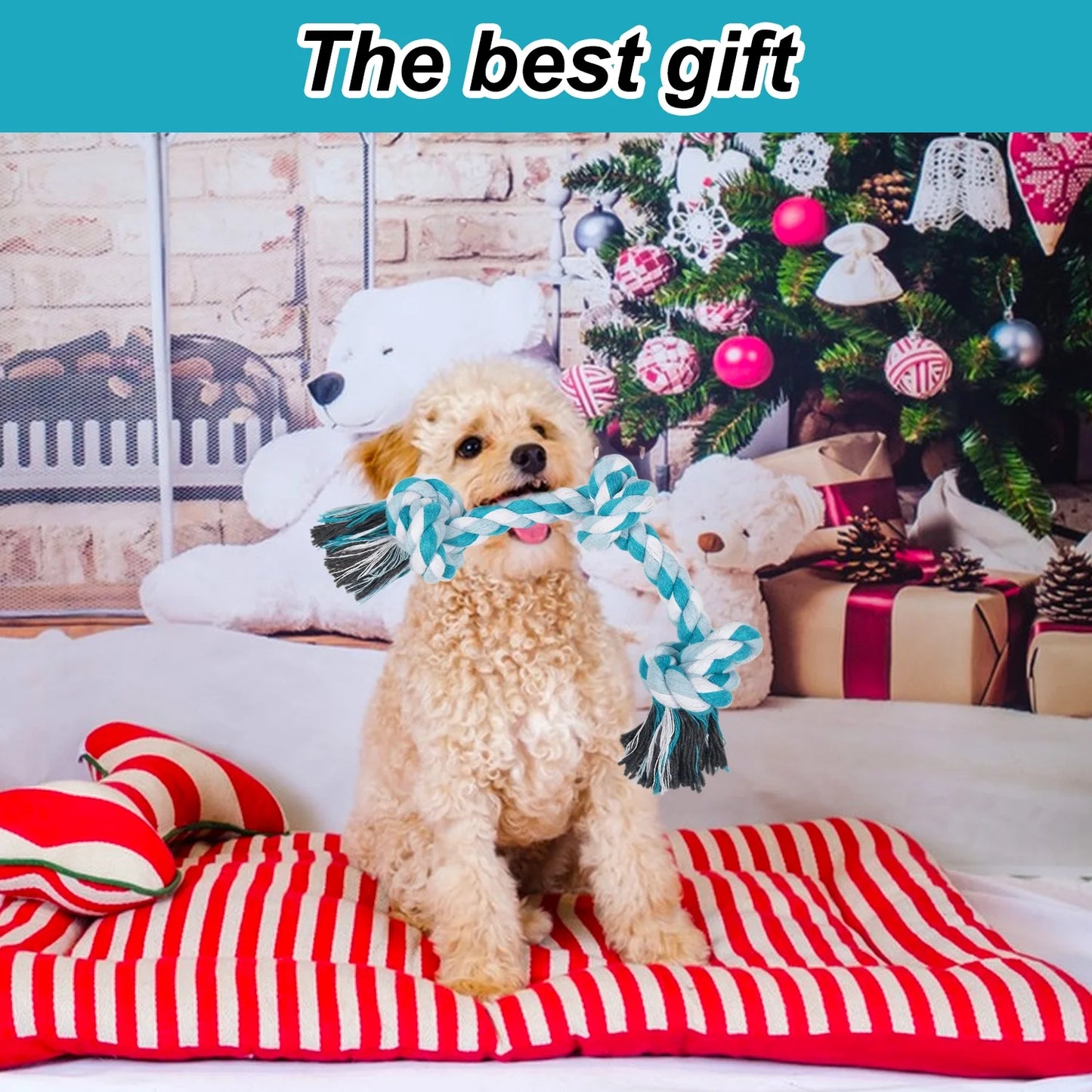  3 Knots Durable Braided Cotton Pet Chew Rope Toys for Dogs And Cats