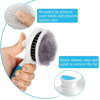 Self-Cleaning Deshedding Tool for Cats and Dogs - Effective Undercoat and Mat Removal for All Hair Lengths