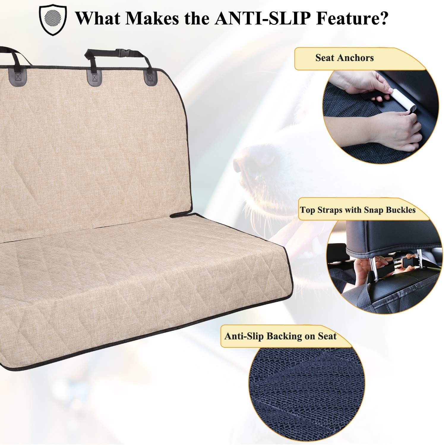 Dog Backseat Cover Pet Bench Protectors with Anti-Slip Backing, 46" L * 52" W