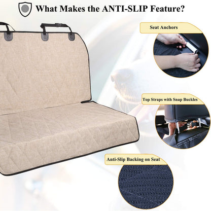 Dog Backseat Cover Pet Bench Protectors with Anti-Slip Backing, 46" L * 52" W