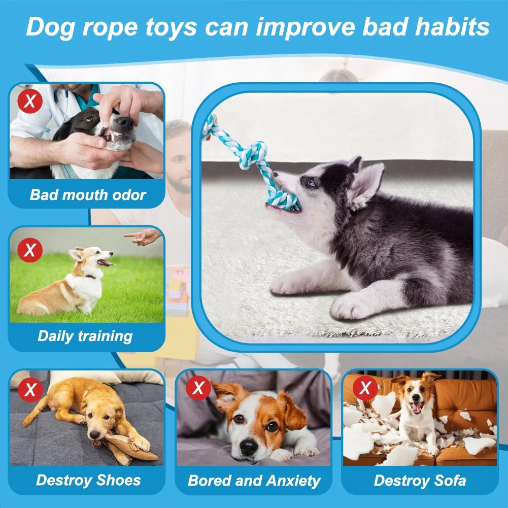  3 Knots Durable Braided Cotton Pet Chew Rope Toys for Dogs And Cats
