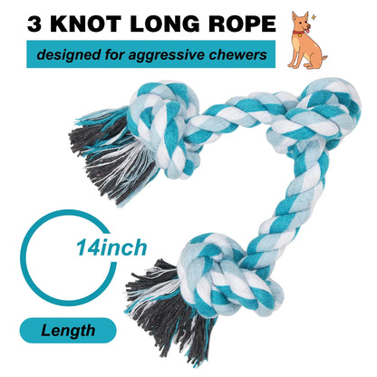  3 Knots Durable Braided Cotton Pet Chew Rope Toys for Dogs And Cats